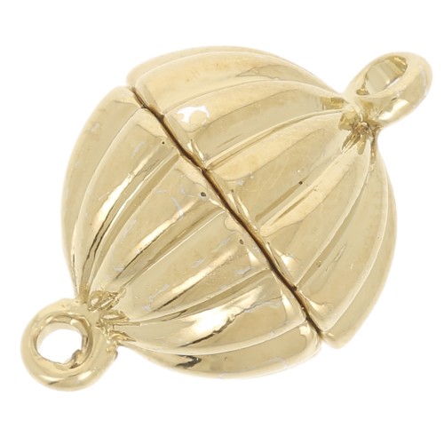 11mm Magnetic striated ball clasp - Gold Tone x1