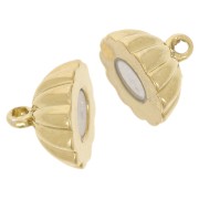 11mm Magnetic striated ball clasp - Gold Tone x1