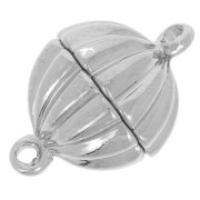 Magnetic striated ball clasp - 11mm - White bronze x1|raw }}