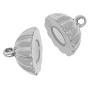 Magnetic striated ball clasp - 11mm - White bronze x1