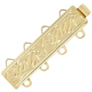 25x9mm Rectangle clasp 4 rows to clip - arabesque pattern - Gold Tone x1|raw }}