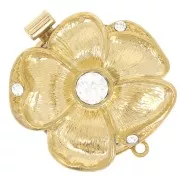 22mm Flower clip clasp with zirconium oxides - Gold Tone x1