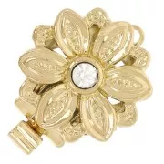 14mm Flower clip clasp with zirconium oxide - Gold Tone x1