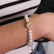 14mm Flower clip clasp with zirconium oxide - Gold Tone x1