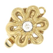 12mm Flower clip clasp with zirconium oxide - Gold x1