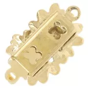 14x10mm Flower rectangle clip clasp with zirconium oxides - Gold Tone x1