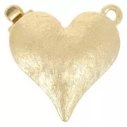 17x16.5mm Textured heart clip clasp - Gold Tone x1