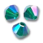 PureCrystal Crystal Bicones 4mm Emerald AB2X x50