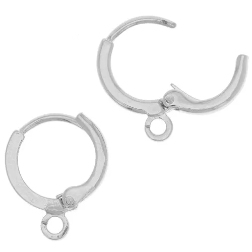 11mm Leverback earrings with ring - Silver Tone x2
