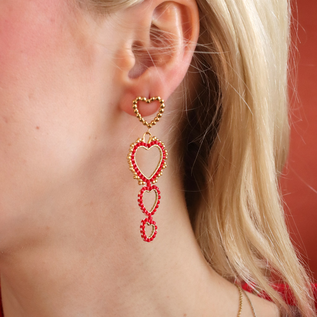 14x14mm heart mounting and weaving ring - Rough brass x1