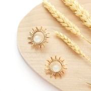 Half-drilled beads 8mm Moonstone x2