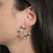 Half-drilled beads 6mm Aquamarine x2