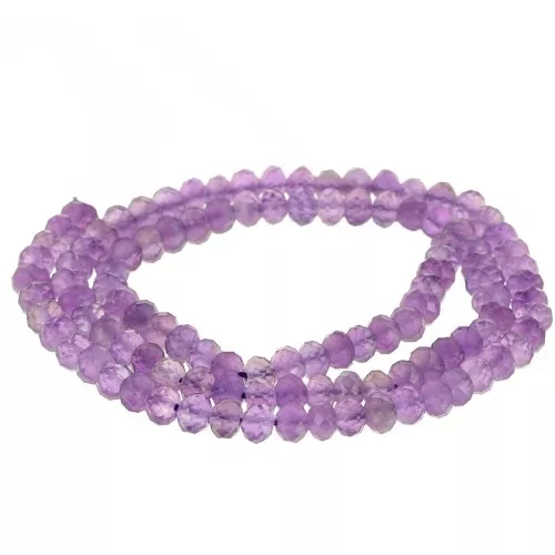 Flat facetted round 4x3 mm Amethyste x 35 cm