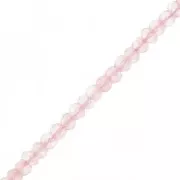 Perles rondes aplaties facettées 4x3 mm - Quartz Rose x35cm