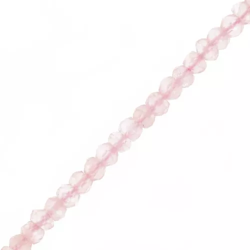 Flat facetted round 4x3 mm Quartz Rose x 35 cm