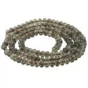 Perles rondes aplaties facettées 4x3 mm - Quartz Fumé x35cm