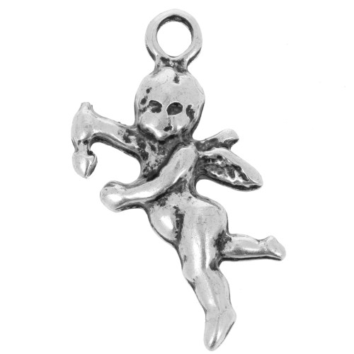 Angel charm 26mm Old silver tone x1