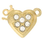 11x12mm Heart clip clasp with zirconium oxides - Gold Tone x1|raw }}