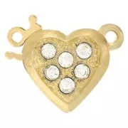 11x12mm Heart clip clasp with zirconium oxides - Gold Tone x1