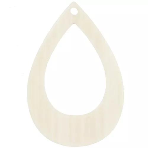44x29.5mm Opaque resin hollow drop pendant - Marbled ecru x1