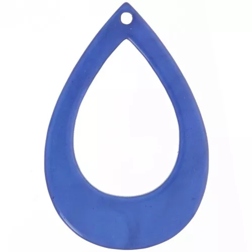 44x29.5mm Opaque resin hollow drop pendant - Marbled hard blue x1