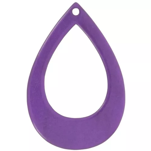 44x29.5mm Opaque resin hollow drop pendant - Aubergine marbled x1