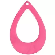 44x29.5mm Opaque resin hollow drop pendant - Neon pink marbled x1