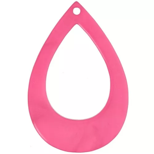 44x29.5mm Opaque resin hollow drop pendant - Neon pink marbled x1