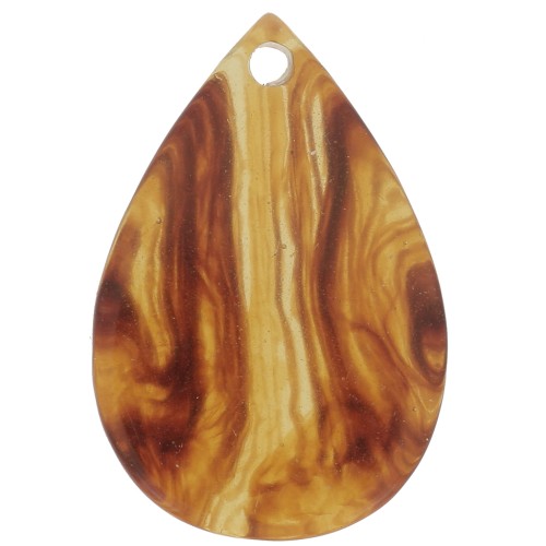 21x14mm translucent resin drop sequin - Marbled amber x1