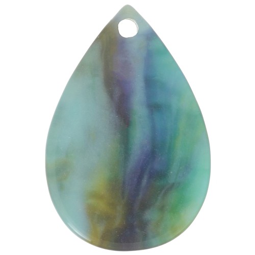 21x14mm translucent resin drop sequin - Marbled Turquoise Green x1