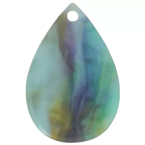 21x14mm translucent resin drop sequin - Marbled Turquoise Green x1