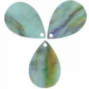 21x14mm translucent resin drop sequin - Marbled Turquoise Green x1