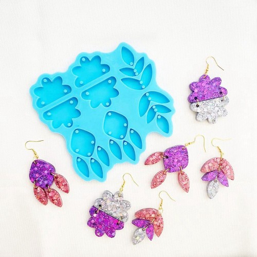 Epoxy resin leaf earrings silicone mold x1