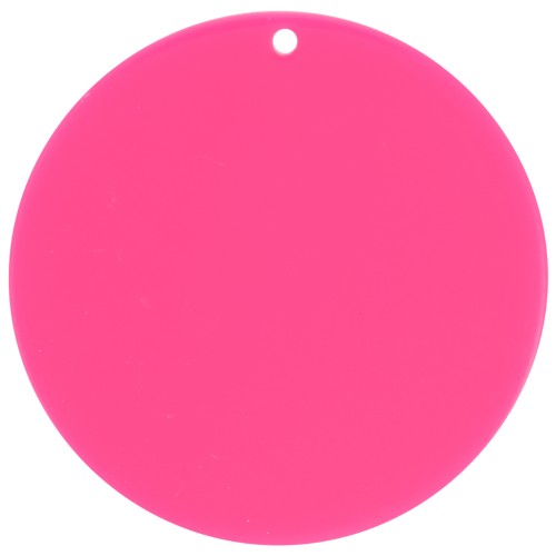 Round transparent acrylic pendant 50 mm - Fuchsia x1