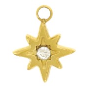 9x7mm 304L stainless steel North star charm with zirconium oxide - Gold x1|raw }}