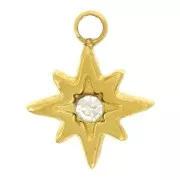 9x7mm 304L stainless steel North star charm with zirconium oxide - Gold x1