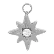 9x7mm 304L stainless steel North star charm with zirconium oxide x1