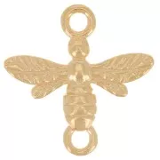 14mm 925 Sterling Silver bee Spacer - Fine Gold Plated x1