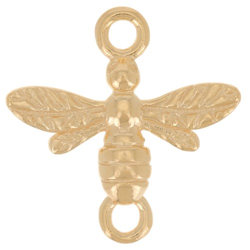 14mm 925 Sterling Silver bee Spacer - Fine Gold Plated x1