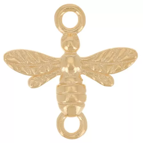 14mm 925 Sterling Silver bee Spacer - Fine Gold Plated x1