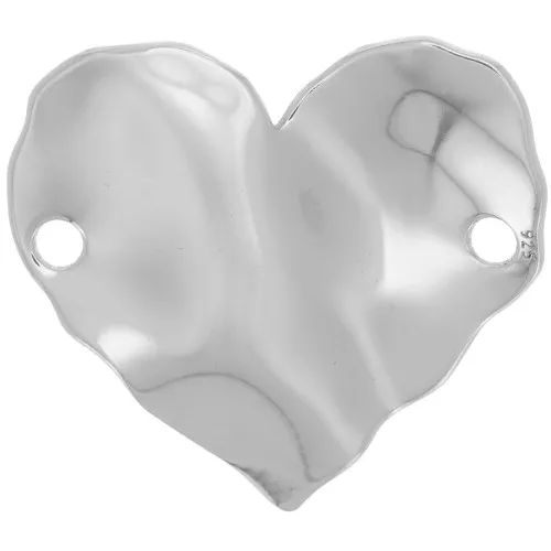 16x18.5mm 925 Sterling Silver 2-hole hammered heart spacer x1