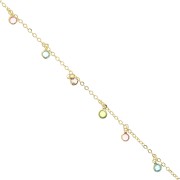 1.9mm Chain with 4.5mm mini glass charm - Gold - Multi x 50cm|raw }}