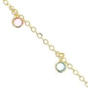1.9mm Chain with 4.5mm mini glass charm - Gold - Multi x 50cm