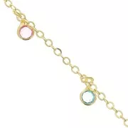 1.9mm Chain with 4.5mm mini glass charm - Gold - Multi x 50cm