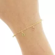 1.9mm Chain with 4.5mm mini glass charm - Gold - Multi x 50cm