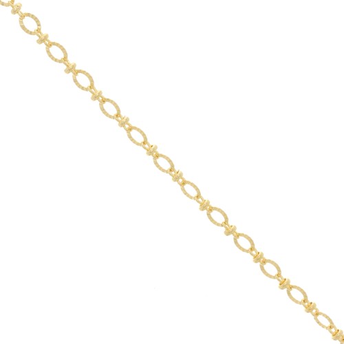 5mm Fancy mesh chain with striated oval rings - Gold Tone x50cm