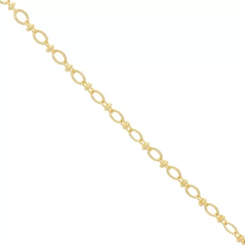 5mm Fancy mesh chain with striated oval rings - Gold Tone x50cm