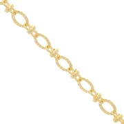 5mm Fancy mesh chain with striated oval rings - Gold Tone x50cm