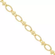 5mm Fancy mesh chain with striated oval rings - Gold Tone x50cm