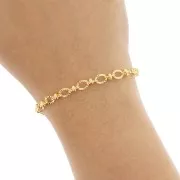 5mm Fancy mesh chain with striated oval rings - Gold Tone x50cm